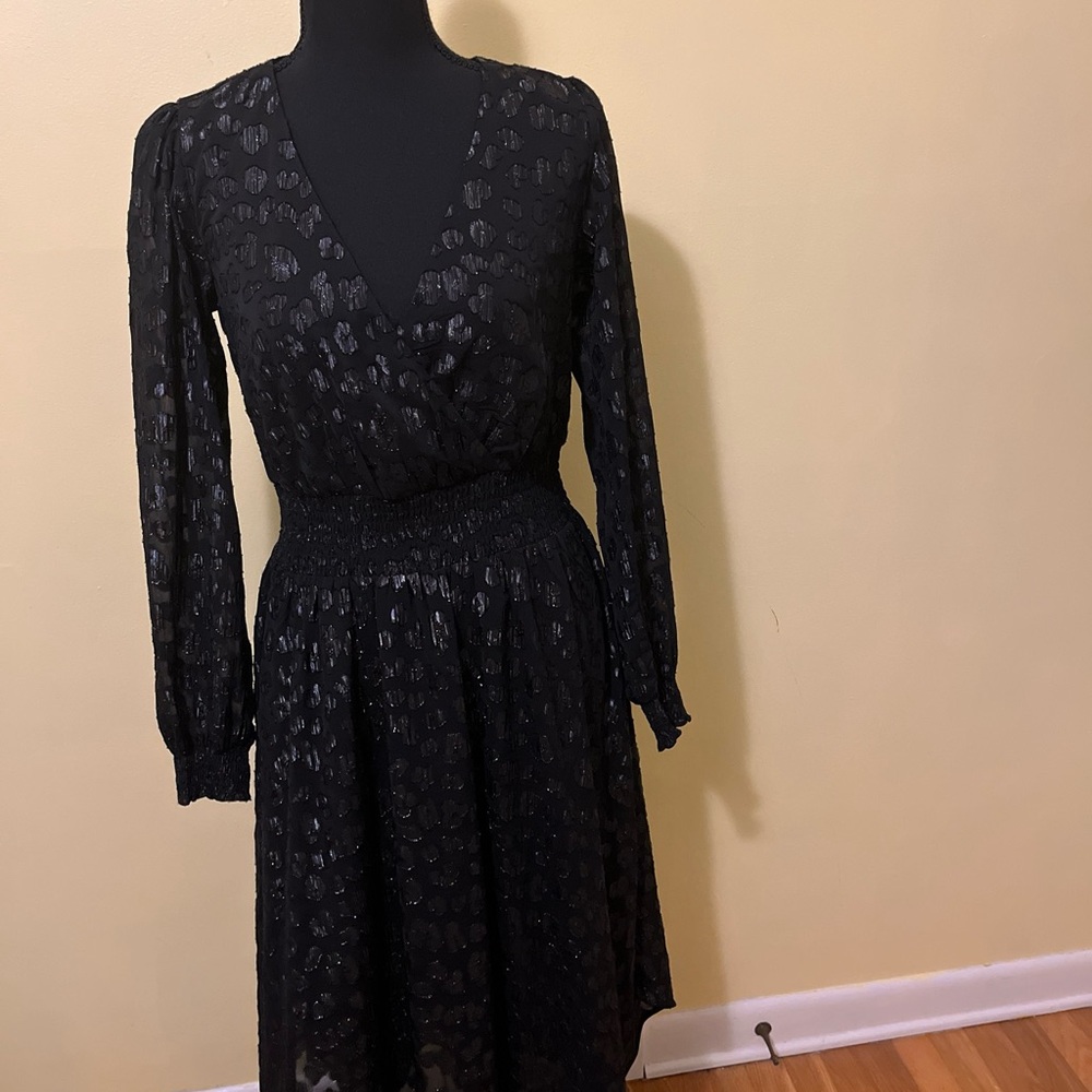 Michael Kors Black Patterned Long Sleeve Dress